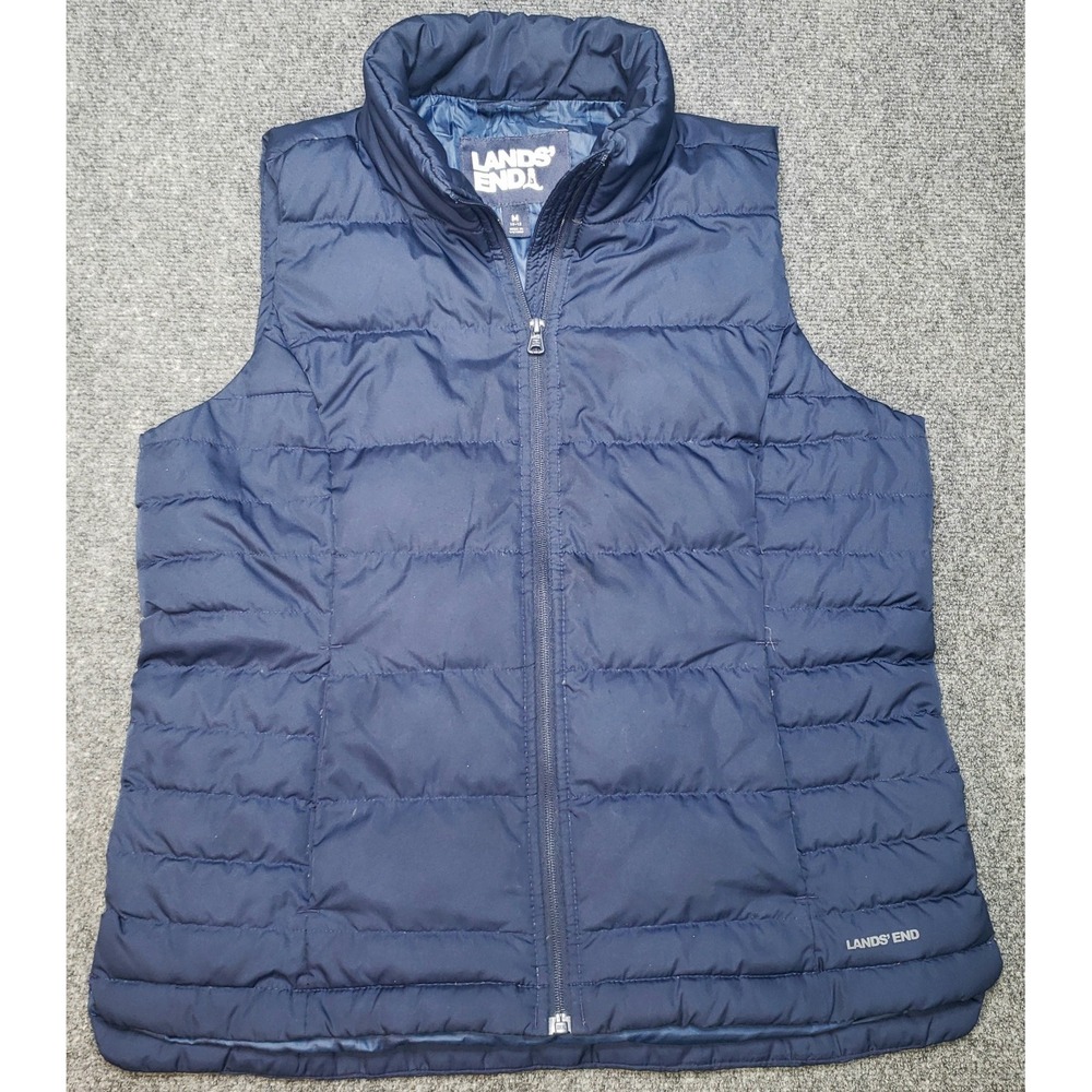 Lands End Down‎ Vest Womens Medium 10-12 Blue Puffer